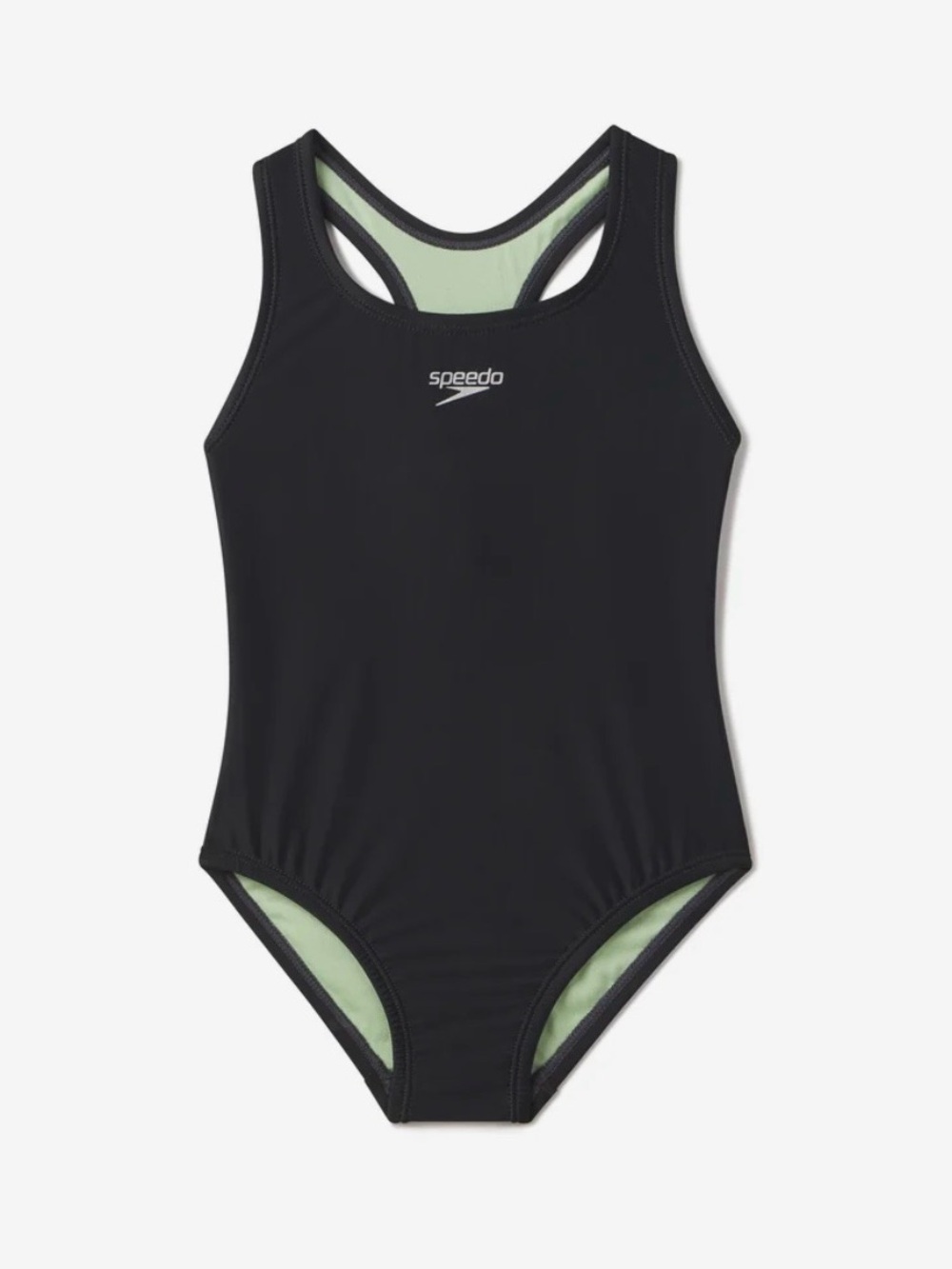 Speedo GIRLS SOLID RACERBACK ONE PIECE BLACK Size 10